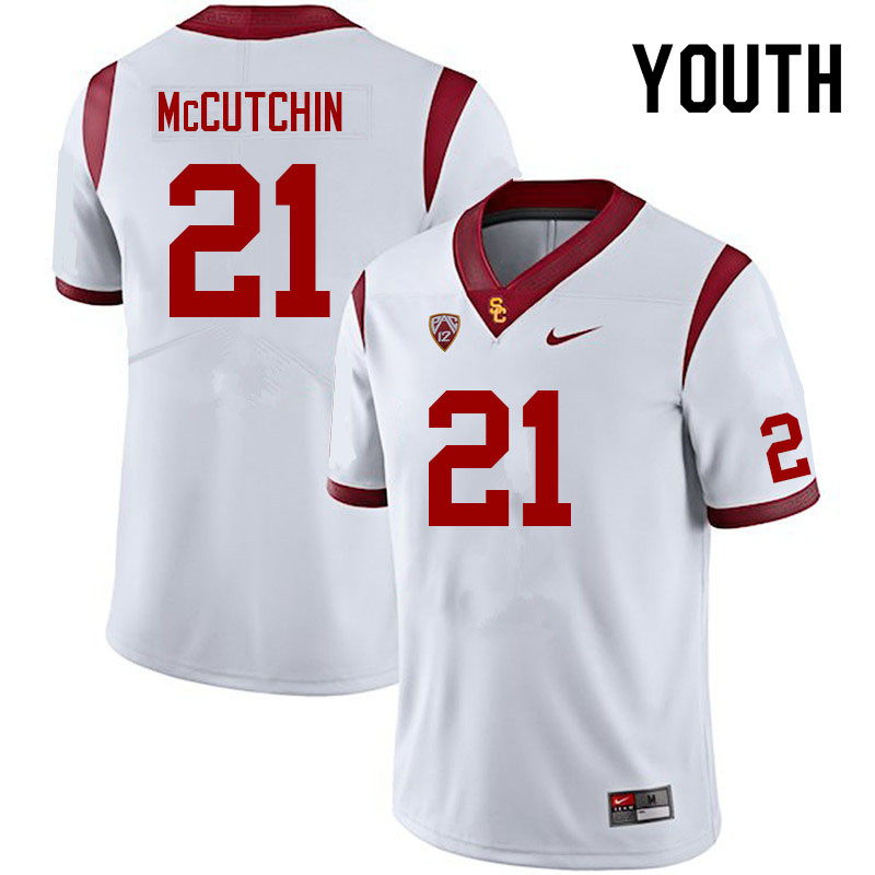 Youth #21 Latrell McCutchin USC Trojans College Football Jerseys Sale-White - Click Image to Close